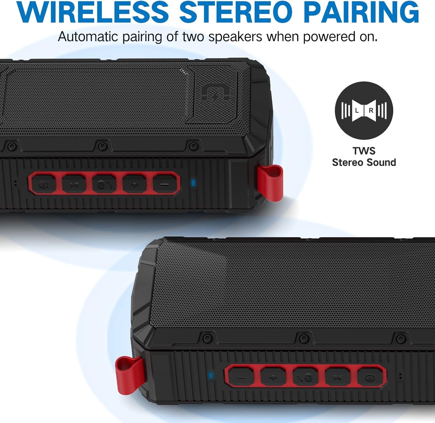 2Pcs Pro Portable Magnetic Bluetooth Golf Speaker Wireless Waterproof Ipx6/Shockproof - 3Rd Generation Magnetic Golf Speakers for Golf Cart 24 Hour Playtime (2Pcs with TWS & SD Card Function)